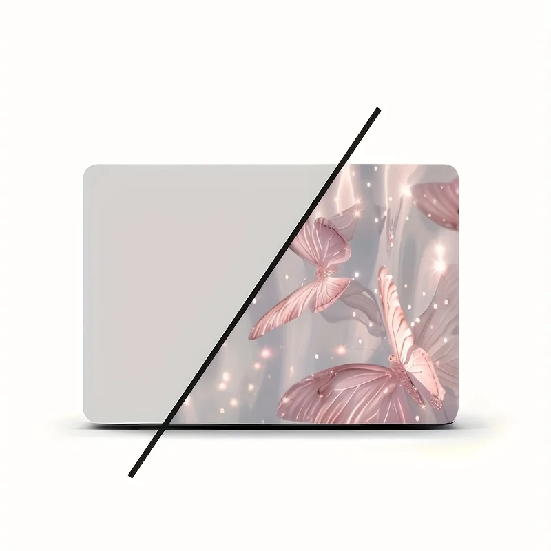 

Набор из двух наклеек для ноутбука с розовыми бабочками в светло-бежевом дизайне. Эти самоклеящиеся художественные наклейки устойчивы к царапинам и долговечны.