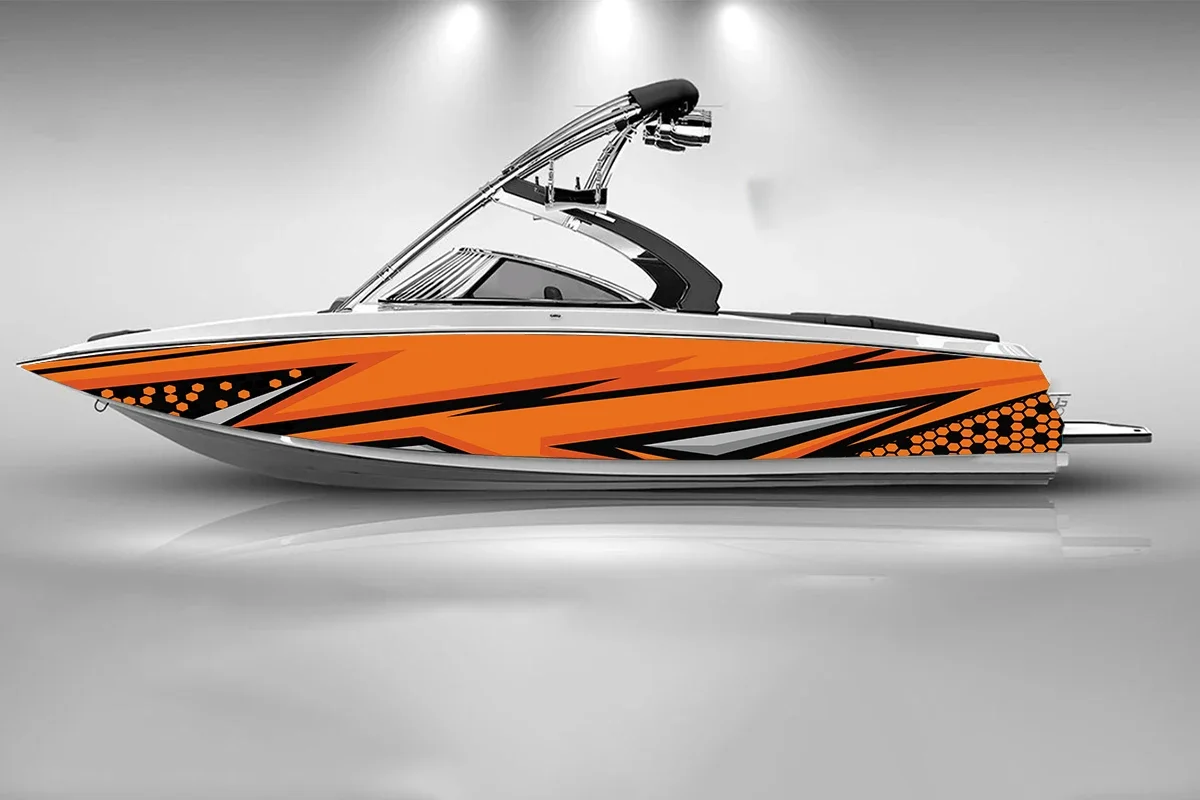 Colorful Cellular Lightning Lines Cool Special Boat Sticker Vinyl Ship Pontoon Deck Boat Fishing Decorative Pontoon Boats Decal