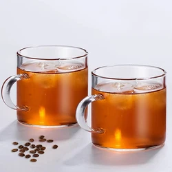 PARACITY 130ML Thickened Glass Handle Coffe Tea Cup Household Cold And Low Temperature Resistant Tea Cups Transparent Coffee Set