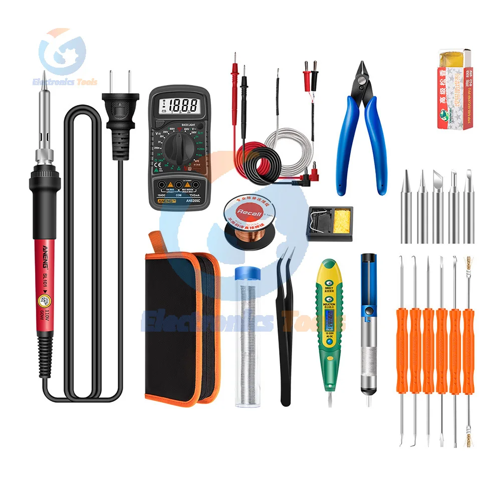

60W Electric Soldering Iron Set Thermostat Electric Iron Temperature Adjustable 220V Welding Tools Sets Digital Multimeter