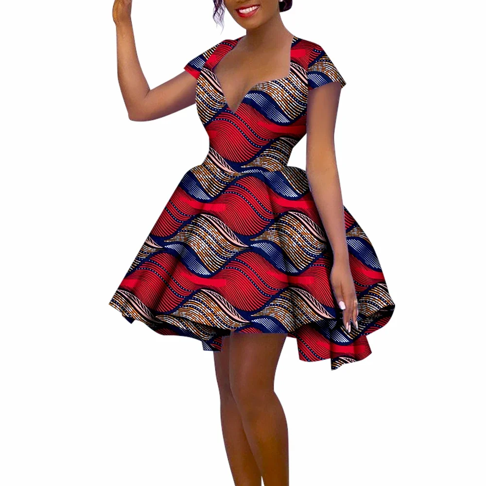 African Dresses for Women New Summer Short Sleeve Printing Dress Dashiki Ankara African Women Clothes Ball Gown WY621