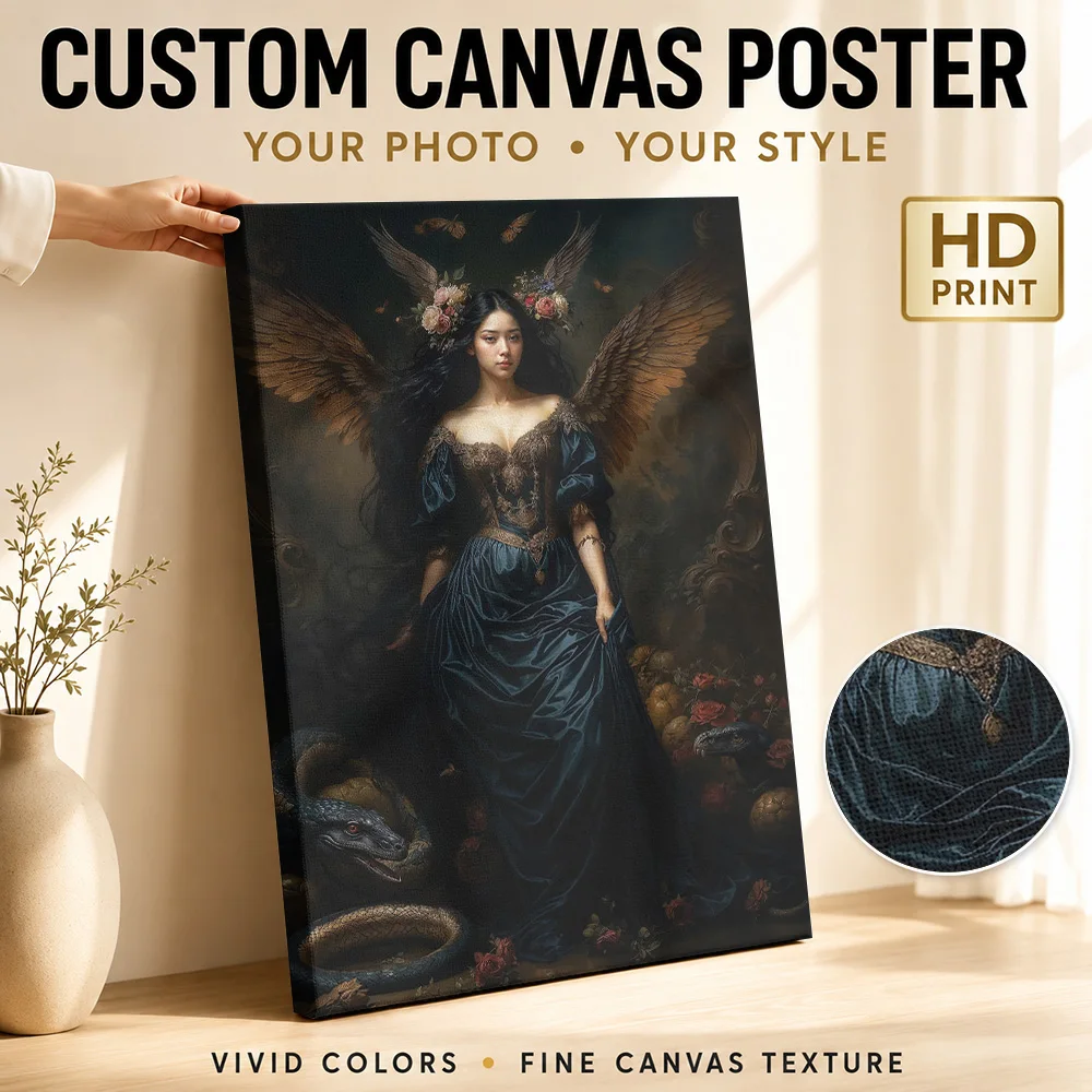 Lilith’s Midnight Majesty Canvas Print Poster Customized Gothic Horror Wall Art for Bedroom Man Cave Decor Gift for Collectors