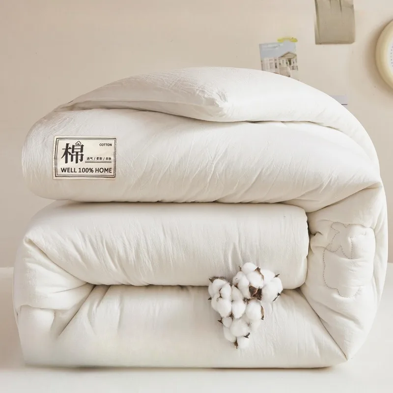 

2025 new solid color Class A Xinjiang cotton quilt antibacterial pure cotton spring and autumn quilt thickened warm winter quilt