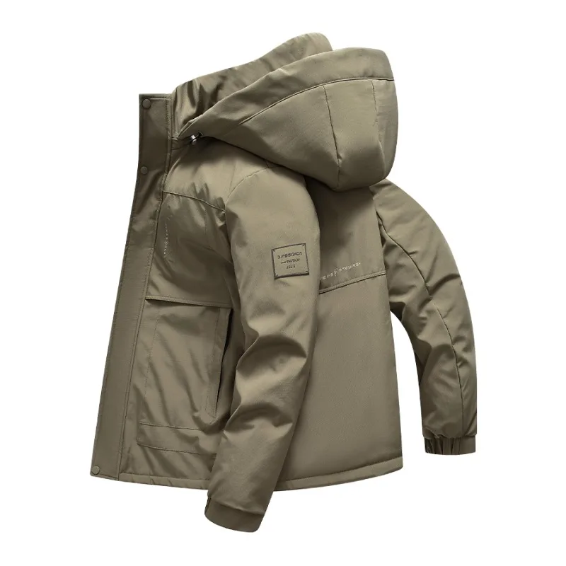 

Men's Autumn and Winter Solid Color Long-sleeved Cardigan with Zipper Pockets Fashionable Casual Cotton Top