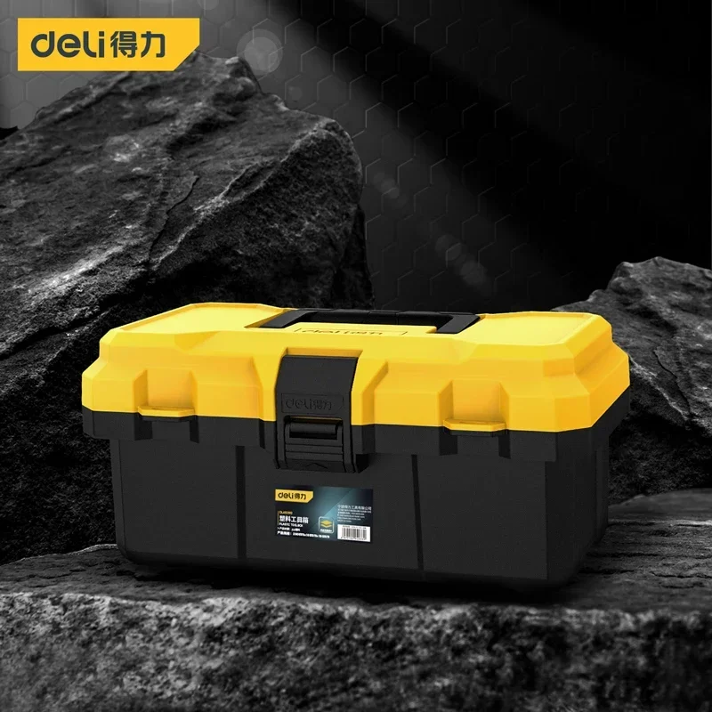 Deli 12.5/15/18 Inch Double Layer Tool Box Storage Multifunction Workers Portable Organizers Case Household Parts Storage Boxes