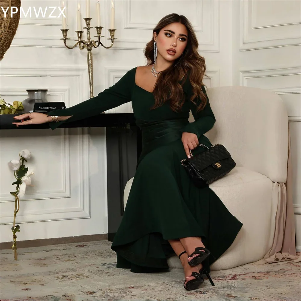 

Customized Prom Gown Evening Women YPMWZX V-neck Mermaid Floor Length Skirts Fold Draped Bespoke Occasion Dresses Party