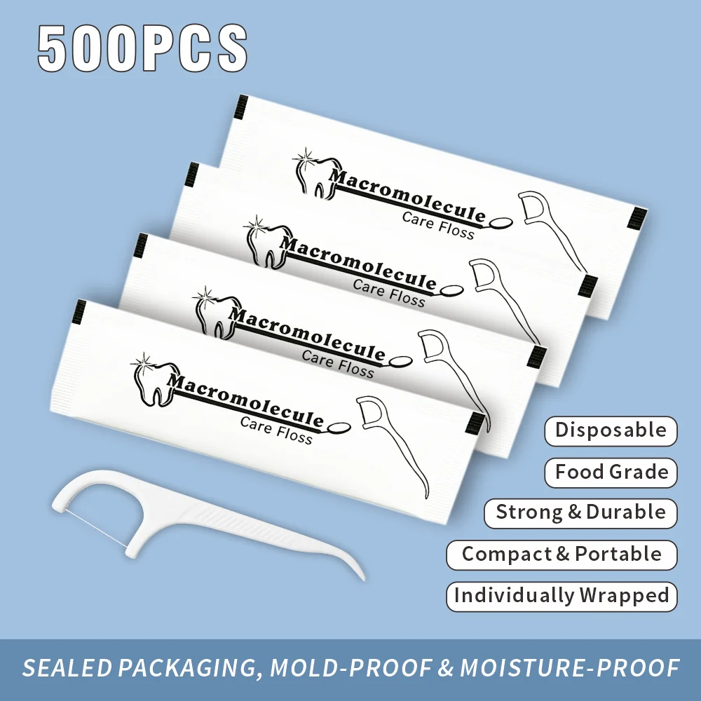 Factory Direct 500PCs Disposable Dental Floss Pick Individually Wrapped for Restaurant Hotel Dental Clinic