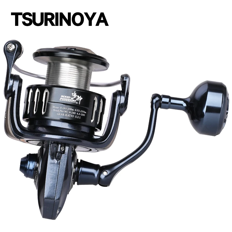 tsurinoya poseidon metal completo spinning reel agua salgada pesca reel carp roda max drag power 12kg 3000 4000 5000 7000 01