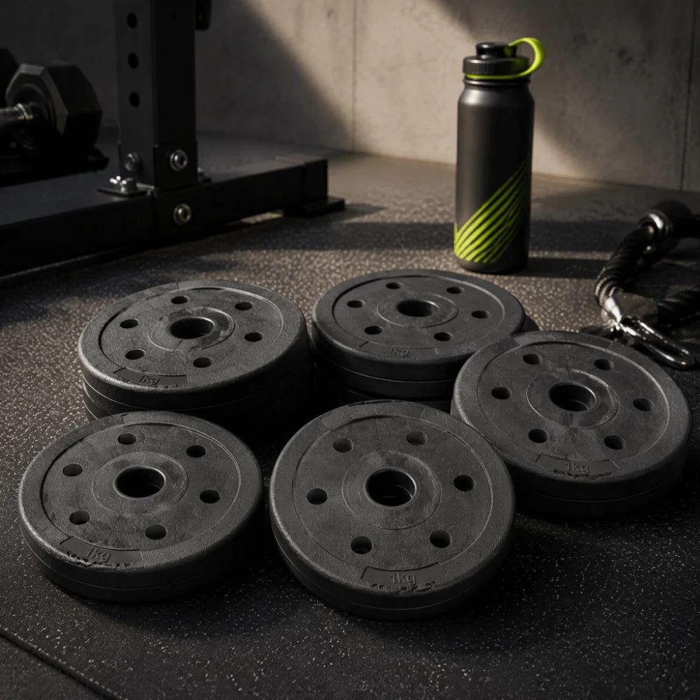 Solid black weight plate Barbell Weight Plate Coated Surface Round Shape Strength Training Weight Plate Weight Marked