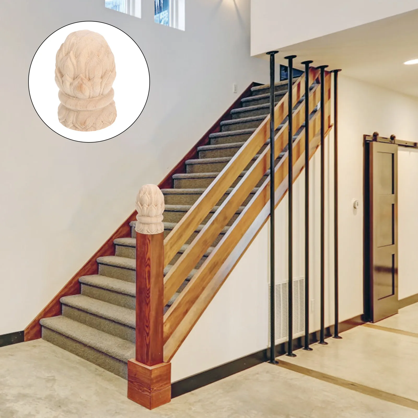 

Декоративные наконечники для лестничных стоек и ограждений из необработанной древесины высокой плотности, ручной резьбы, в форме ананаса, в европейском стиле