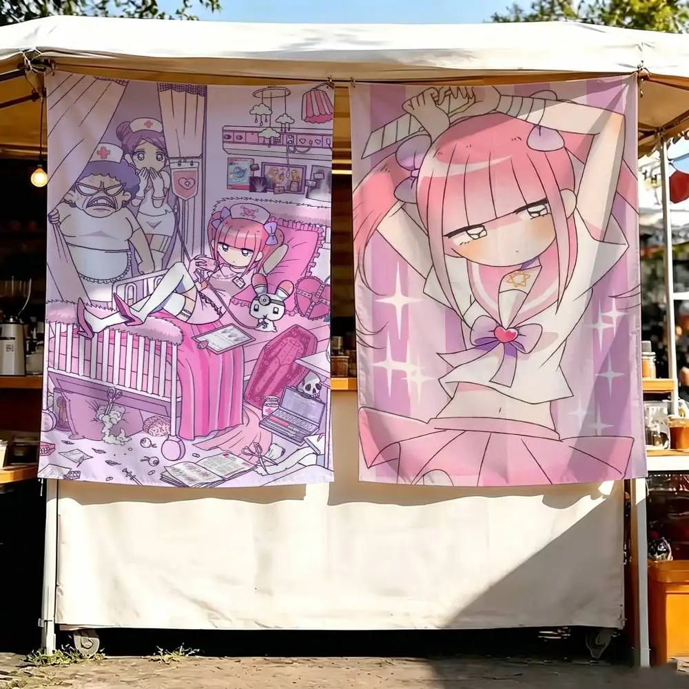 Character Menhera Chan Flag Digital Printing Banner for Garage Wall Out Door Decoration