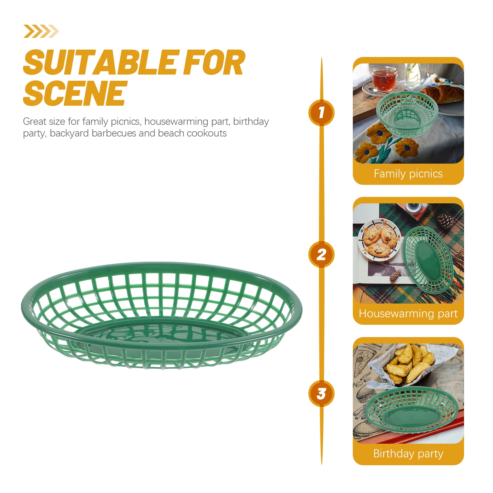 

10 Pcs Food Baskets for Home Fruit Container Bread Basket Party Snacks Chips Fruits Bread Storage Containers Green Color