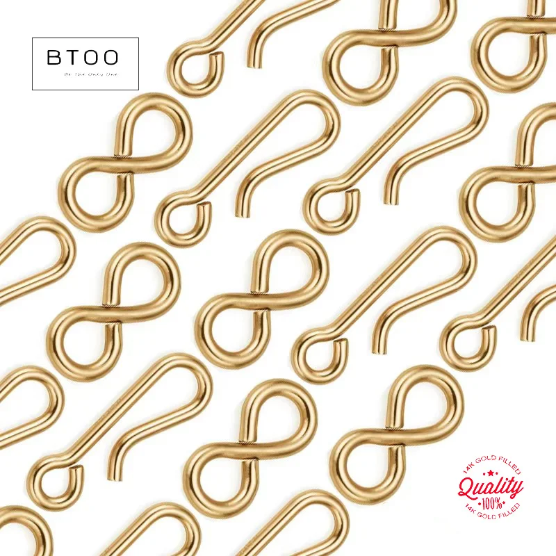 

14K Gold Filled Hook And Eye Clasps Gold Button Jewelry Accessories for Bracelets And Necklace Making Clasps