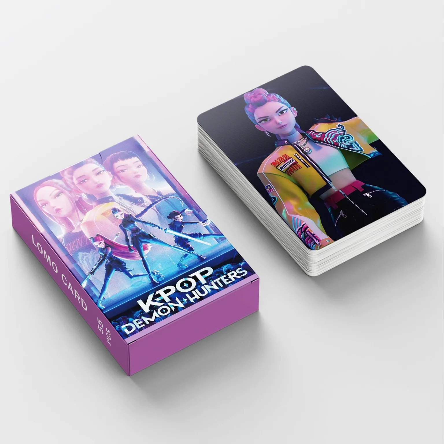 55 SZT. Karty Laserowe KPop Demon Hunters HUNTR/X Saja Boys Zdjęcia Karty LOMO Dwustronne Karty Kolekcjonerskie Wysokiej Rozdzielczości Prezent Zabawki