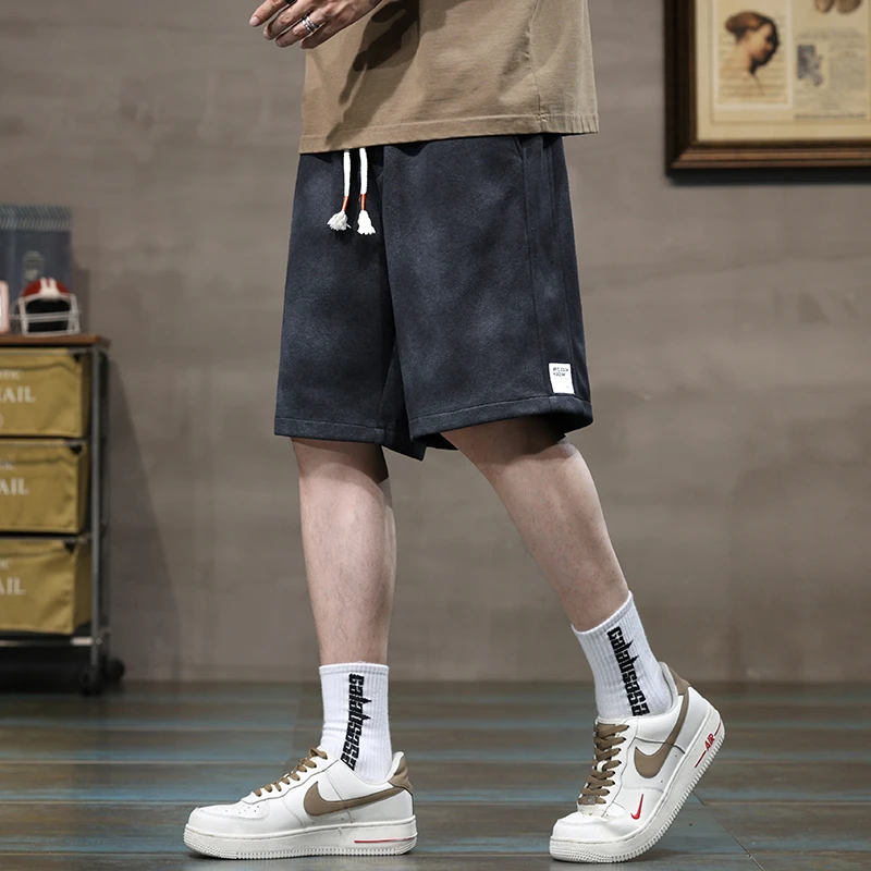 Short d'été en denim pour homme, pantalon court de sport en coton, décontracté, avec cordon de serrage à la taille élastique