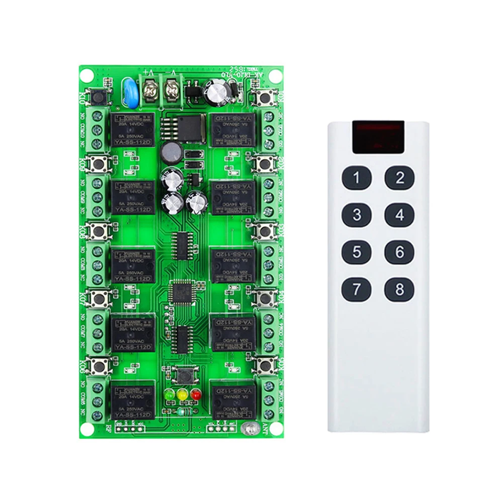 

433MHz 315MHz DC12V 10 Channels Universal Lighting Control Security Alarm Wireless Remote Controller Switch