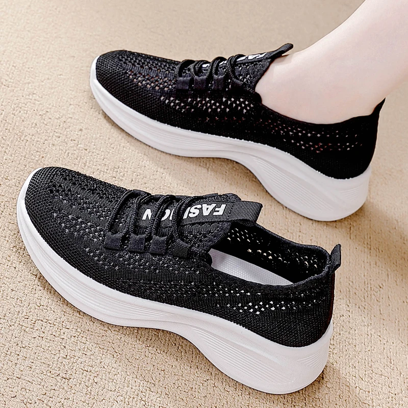 Tenis Feminino Women's Shoes Summer Thick Sole White 2025 Autumn Breathable Platform Tennis Woman Trend Female Casual Sneaker