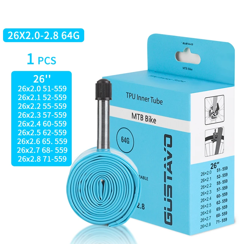 GUSTAVO خفيفة الدراجة الأنبوب الداخلي 26 27.5 29 بوصة دراجة جبلية إطار من البولي يوريثان 45 مللي متر الألومنيوم شرادير صمام #2