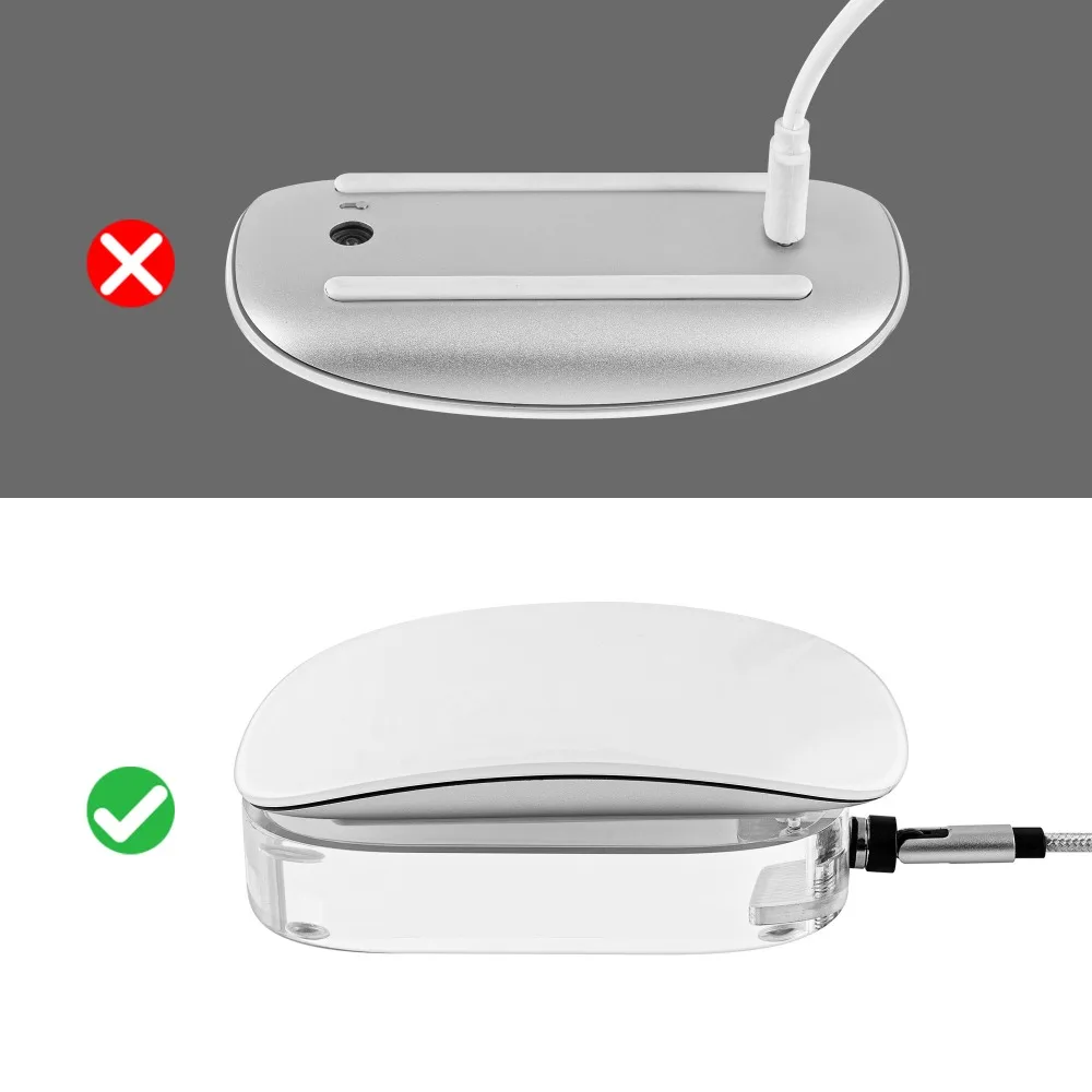 Miaokong Mouse Base Case for 2024 Model USB-C Acrylic Magnetic Mouse Charging Base Transparent Bracket Mouse Accessories Storage