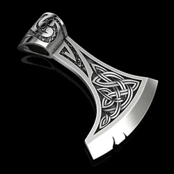 Gold and Silver High Quality Zinc Alloy Viking Norse Odin Hammer Axe Men's Necklace Pendant Viking Amulet Jewelry Leather Chain