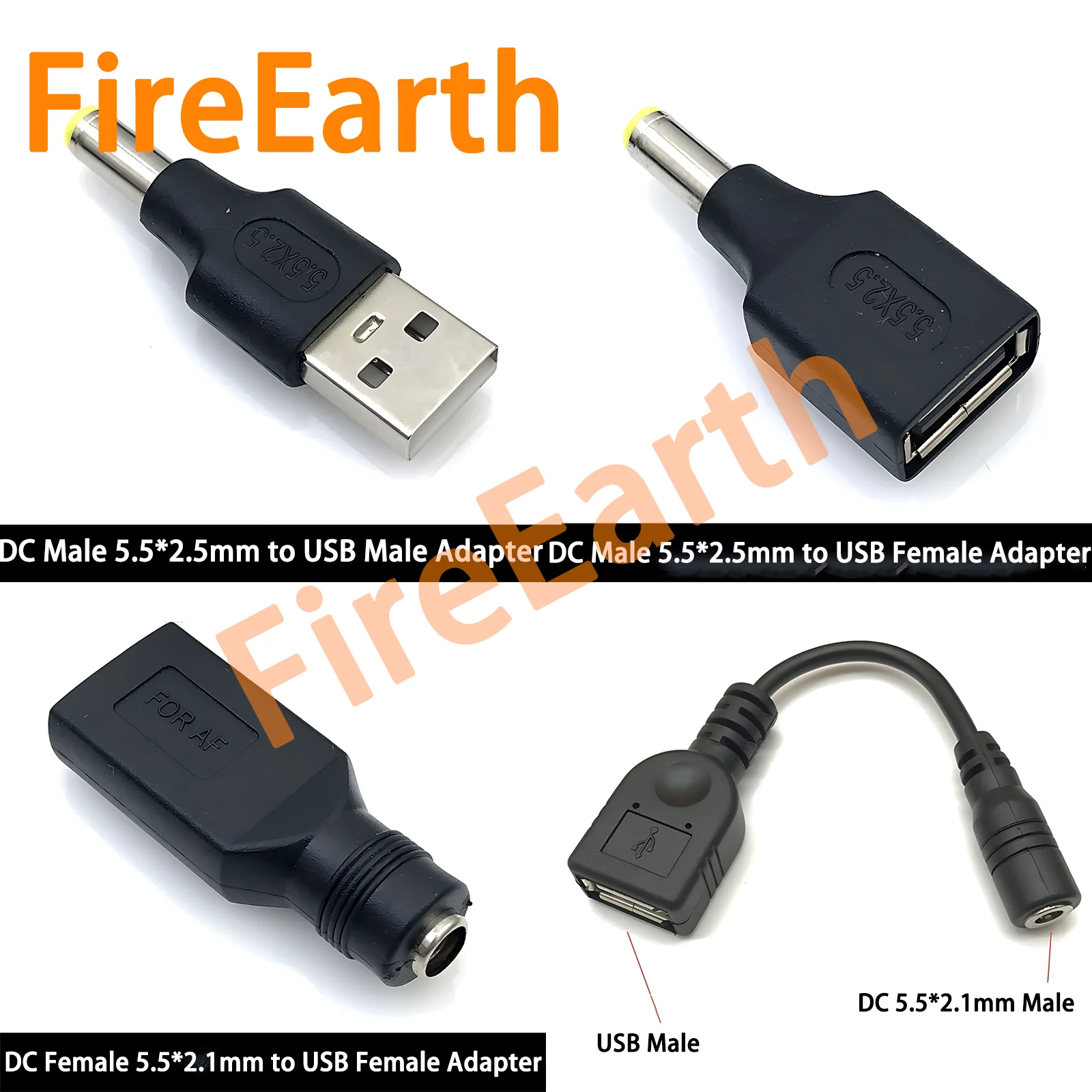 

DC 5.5x2.5/5.5x2.1mm Female to USB-A Male Charger Adapter - Universal Power Converter Extension Cable for Car,Home,Office