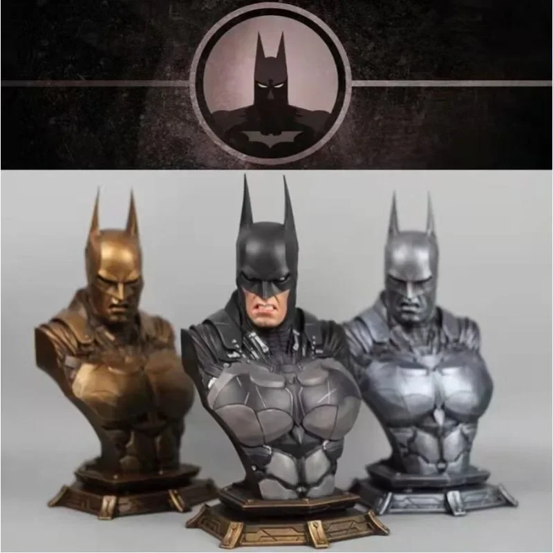 25CM Batman: Arkham Knight Action Figures Colorful Bust Ornament Gift Exchangeable Head Imitation Copper Decoration Toys Gifts