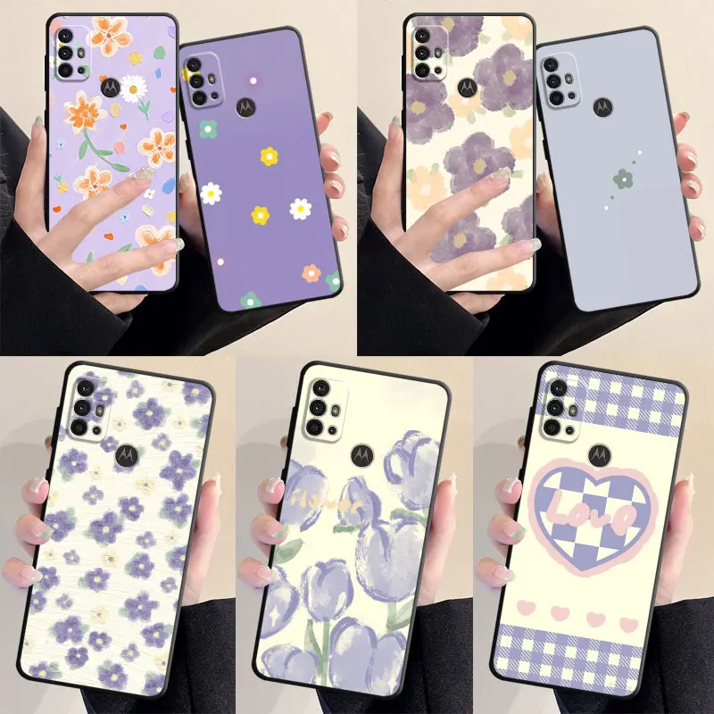 Custodia per telefono in silicone per Motorola Moto G52 G72 G31 G32 G82 G8 Power Lite G51 G71 5G G30 G200 G22 G50 G60 fiore del fumetto Copertura