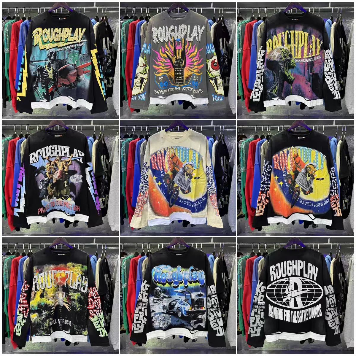 

2026ss Rough Play Long Sleeve T Shirt Men Woman Best Quality Vintage Washed Damaged Streetwear RoughPlay Top Tees