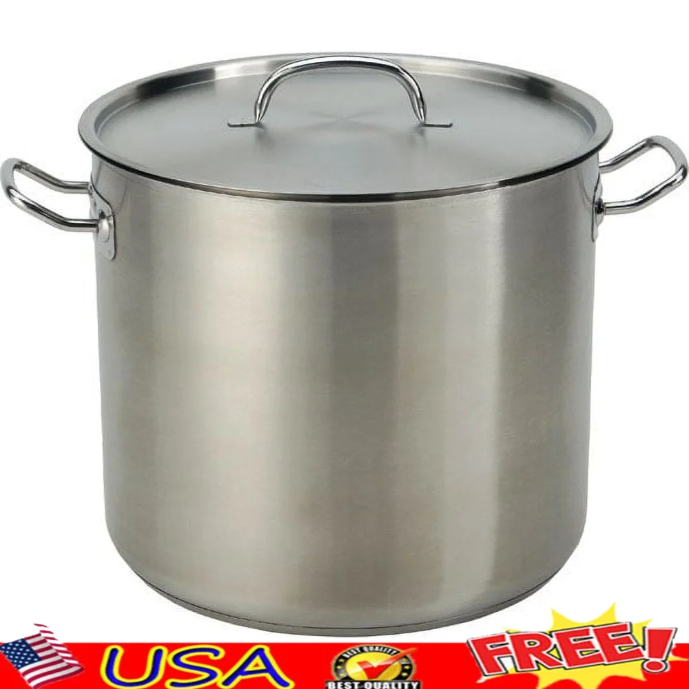 

Сверхмощная кастрюля из нержавеющей стали 35QT, индукционная духовка, безопасная, прохладная ручка, идеальный суп, морепродукты, приготовление пищи, можно мыть в посудомоечной машине