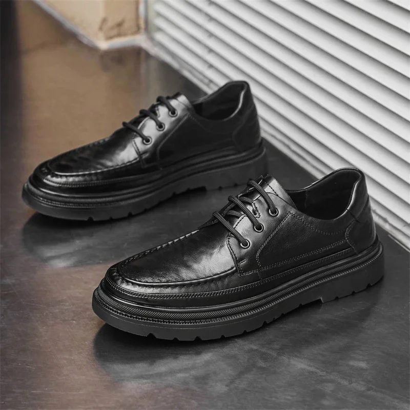 Men's Oxford Shoes Brogues Patent Leather Men's Office Shoes Formal Shoe Formal Lace-up Heightened Black Leather Shoe