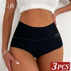 3PCS High Waist Shaping Panties Women Solid Color Slimming Tummy Underwear Female Butt Lifter Breathable Intimate Brief FINETOO