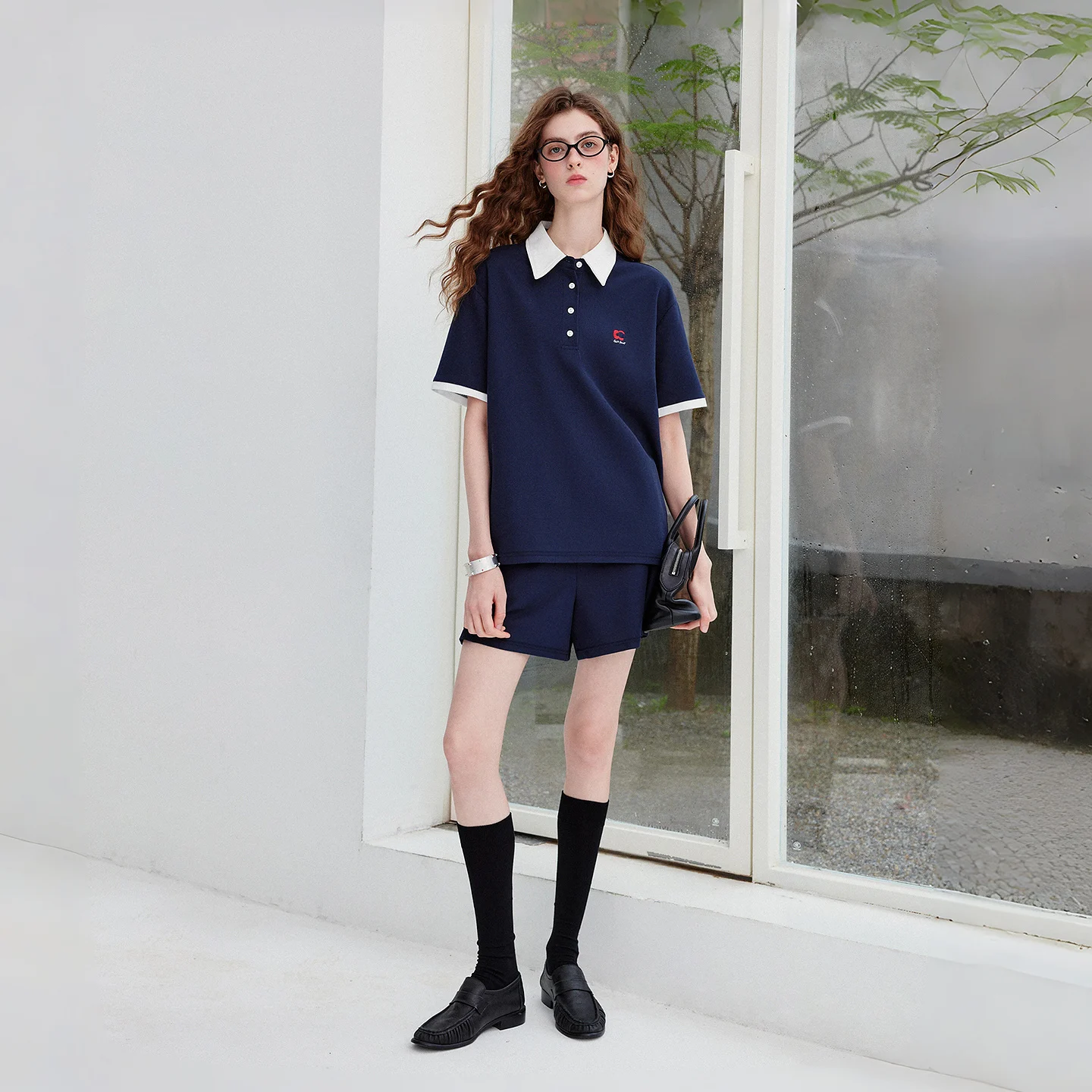 TOYOUTH Qingcongquan Women's Polo Shirt Shorts Two Piece Set 2026 Autumn New Color Block Preppy Style Casual Sports Outfits view 5