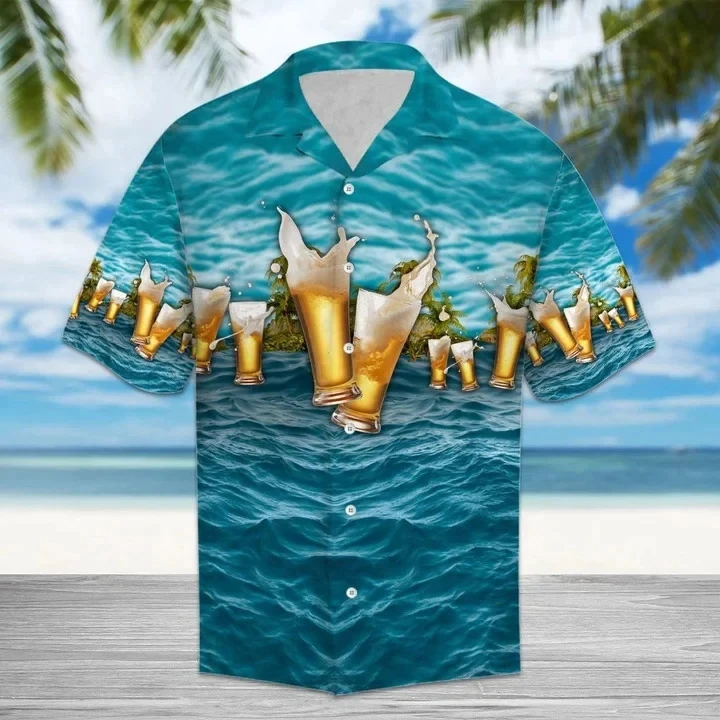 

The Beauty Of Nature Beer Blue Ocean Pattern Hawaiian Shirt 3D Printed Shirt Men For Women Tee hip hop shirts