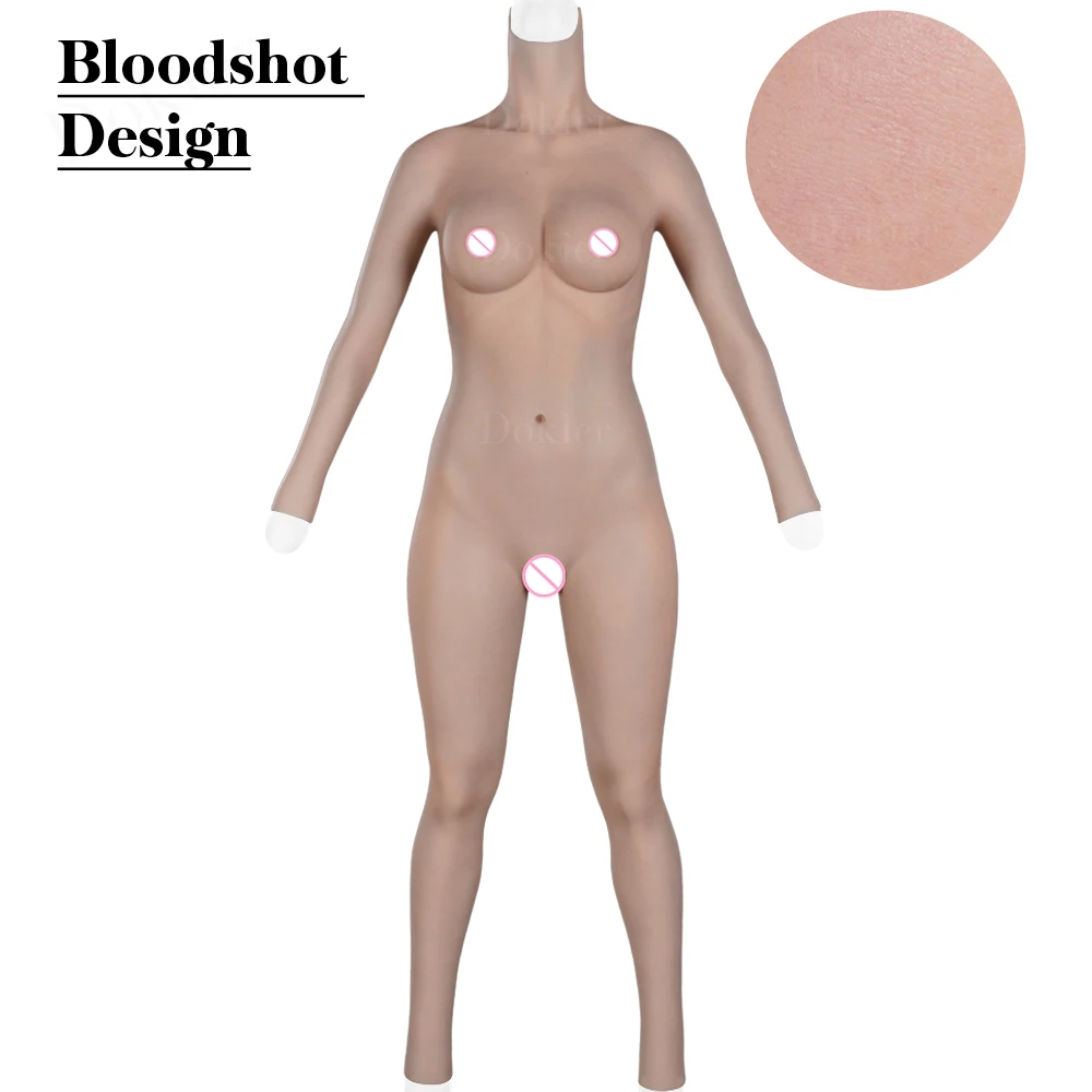 Dokier Silicone Bodysuit Vagina Pants Fake Boobs Full Body Suit for Drag Queen Transgender Shemale Breast Forms Crossdresser