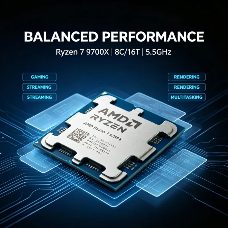 Ryzen 7 9700X Desktop Upgrade CPU 4NM 32MB L3 8-Core 16-Thread Socket AM5 Without Fan