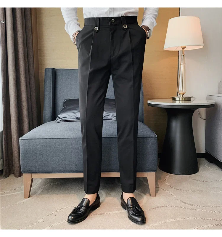 Men Elegant social Suit Pants British Business Casual Solid Slim Fit Straight Dress Pants for Men Formal Trousers Men Clothing