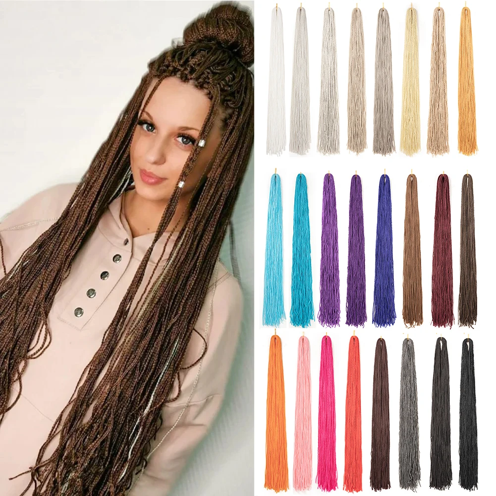 Long Micro 3X Pre-Looped Synthetic Zizi Braids 24 Inch Thin Small Box Braid Crochet Twisted Hair Synthetic Braid Hair Extensions