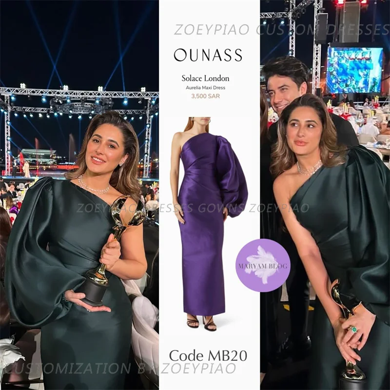 Vestidos de Noche plisados de satén para mujer, vestidos de un hombro con abertura en la espalda, vestidos de fiesta de noche para celebridades, vestidos de graduación, blanco y rosa