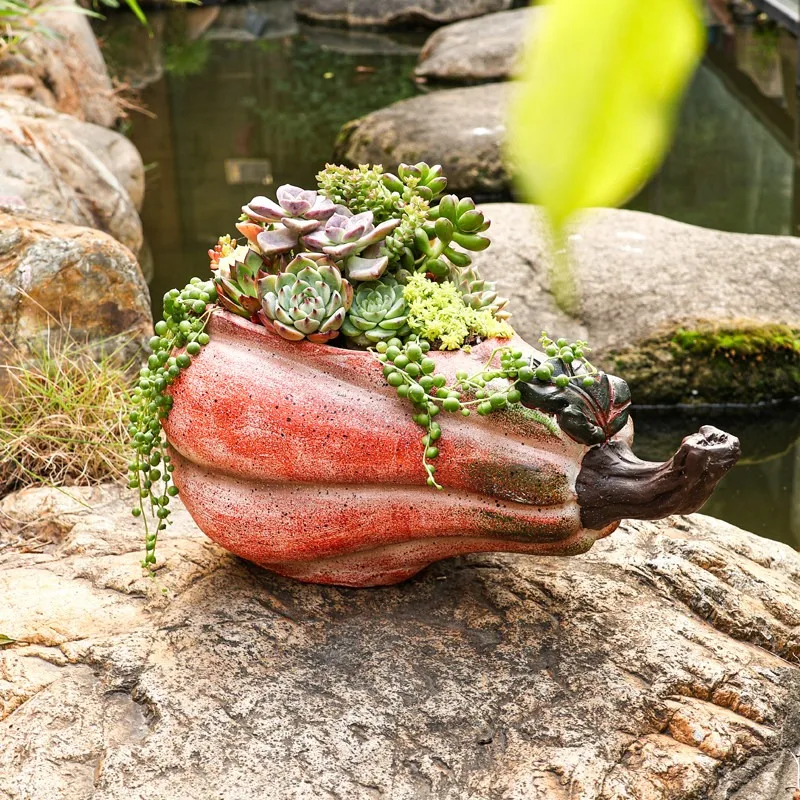Retro Large Diameter Succulent Plant Flower Pot Personalized Outdoor Balcony Garden Decoration Courtyard Landscaping Arrangement
