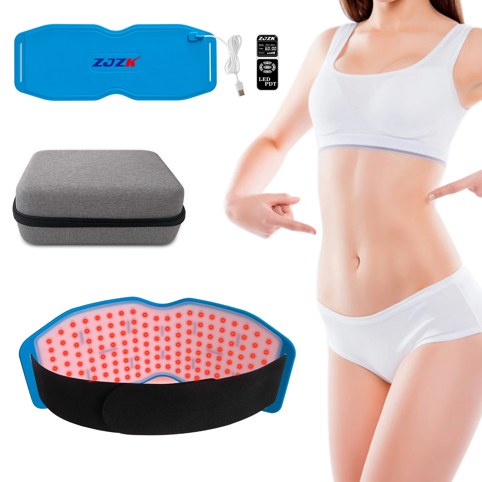 

ZJZK Red Light Heating Pad 660nm 850nm 940nm Light Phototherapy Belt Led Phototherapy Belt Neck Improve Blood Circulation