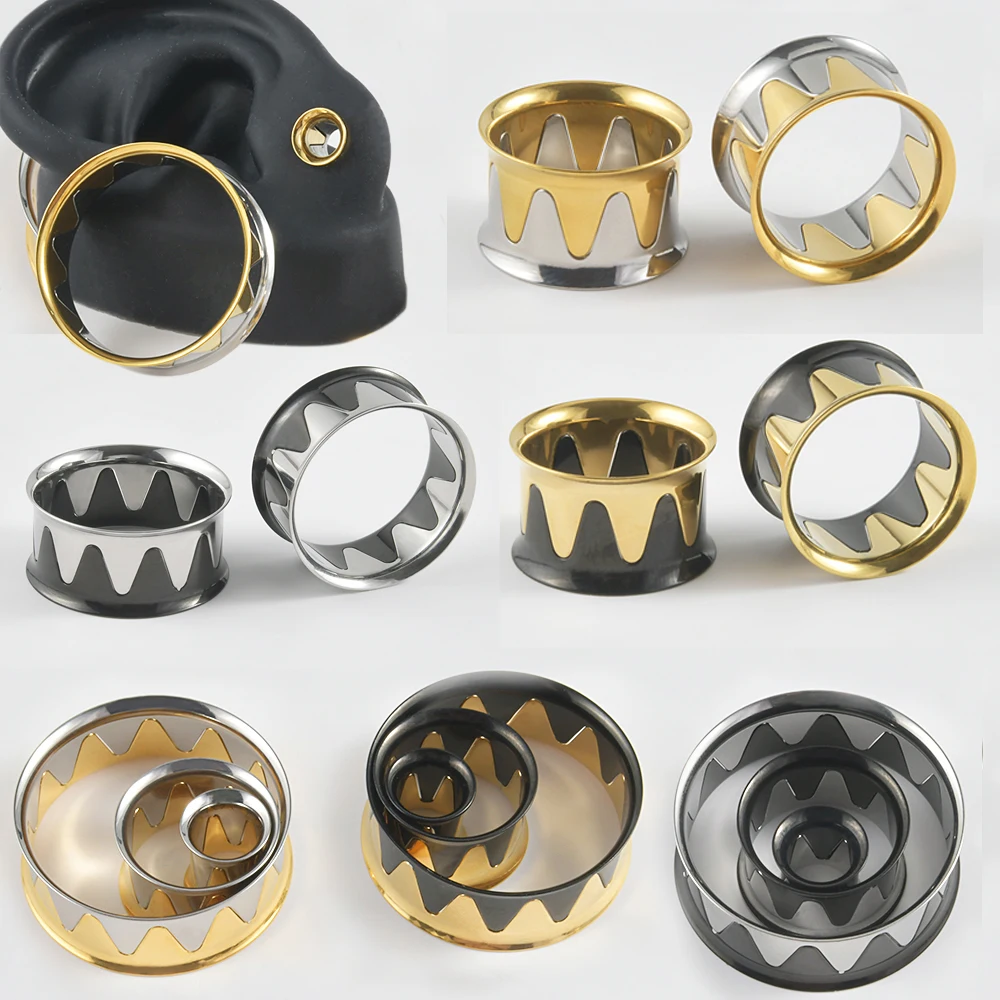 Body Jewelry Gauges - 2PCS Double Color Surgical Steel Crisscross