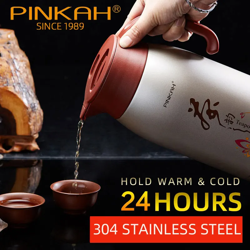 PINKAH Large Capacity Sealed Leakproof Vacuum Teapot Double 304 Stainless Steel With Handle Insulation Boiling Tea Kettle