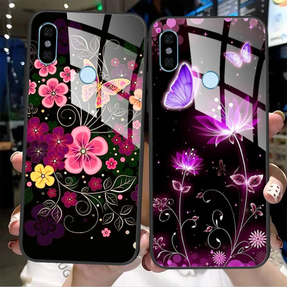 جراب رخامي من الزجاج المقسى لهاتف شاومي ريدمي نوت 5 برو ، جراب هاتف ، موضة