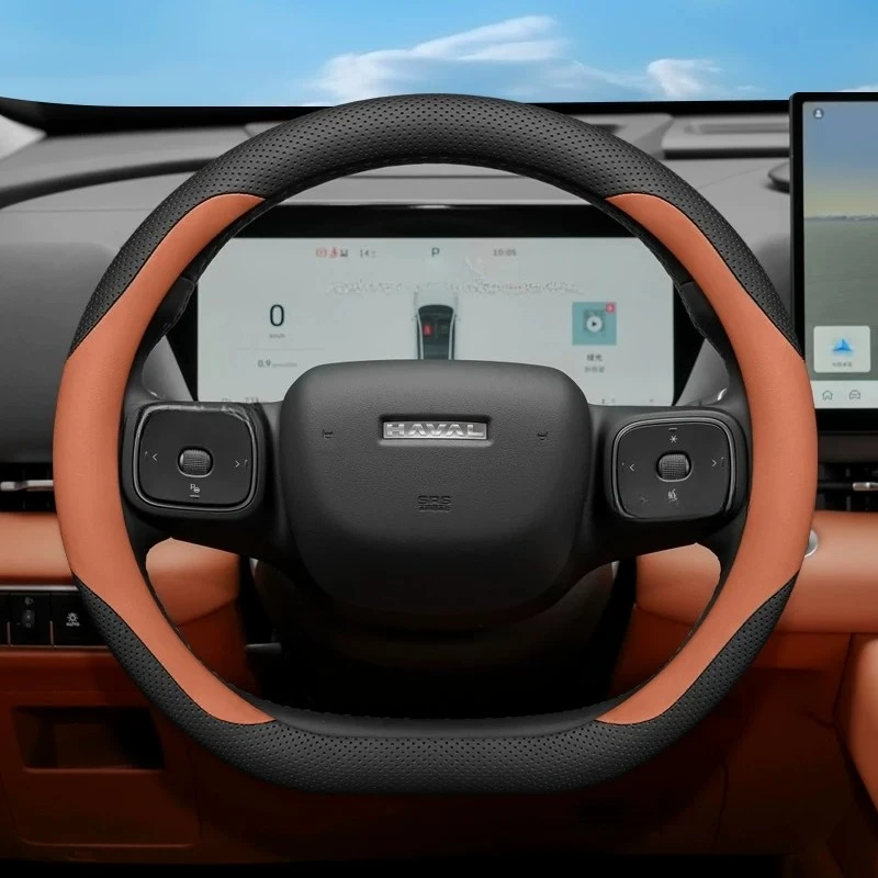 

Leather Car Steering Wheel Cover for Haval V7 H6L 2026 2027 Non Slip D Type Auto Interior Styling Parts Accessories