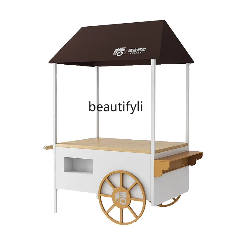 

Nordic wrought iron stall cart outdoor, fried skewers barbecue night market mobile stall with wheels creative food