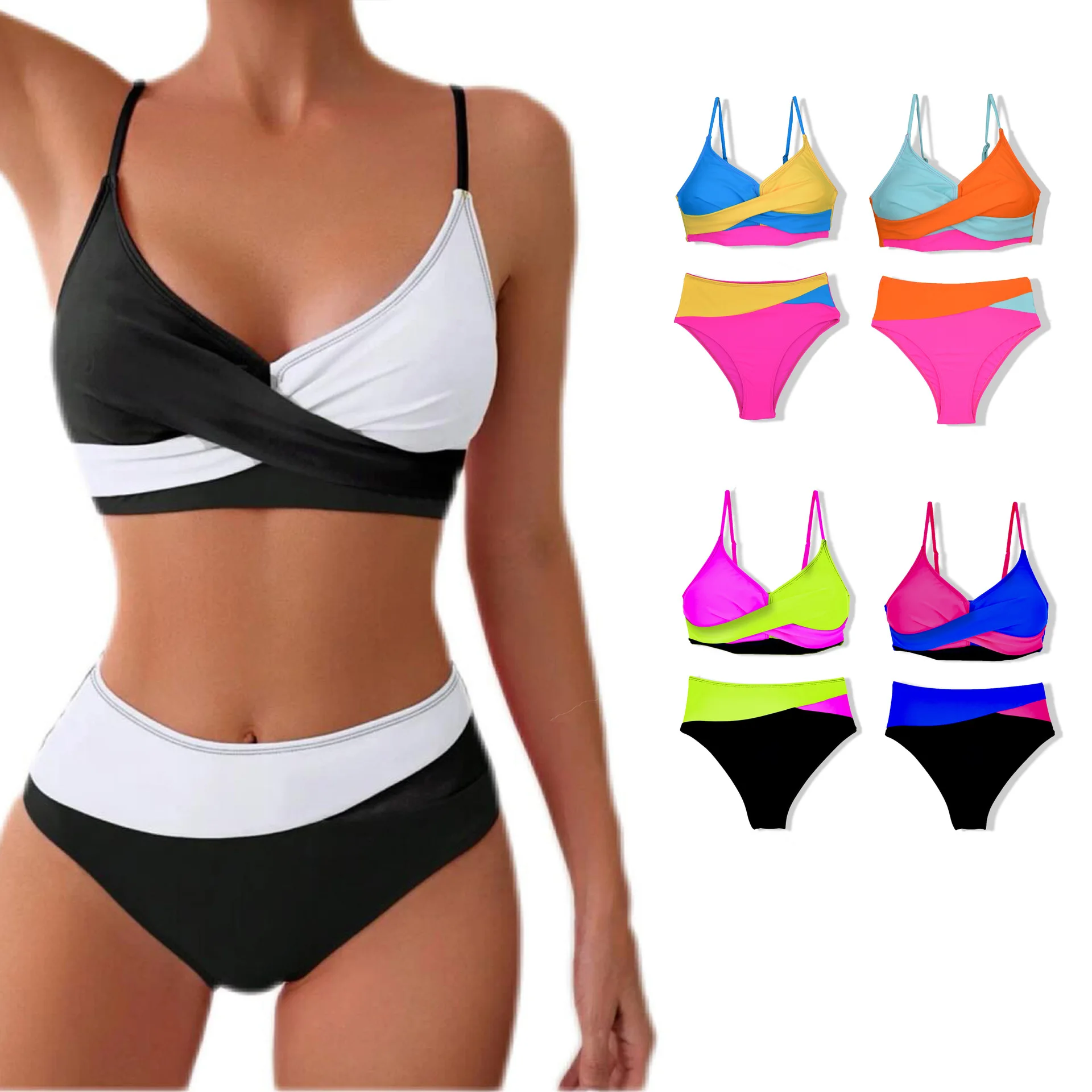 

Новый сексуальный комплект бикини с высокой талией, купальник из двух частей, без спинки, для женщин