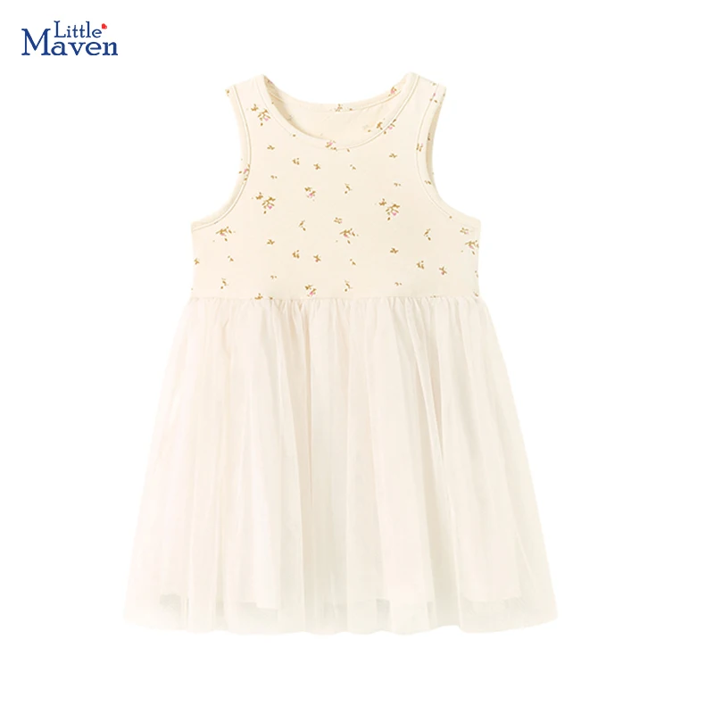 Little Maven Kinderkleidung 2026 Neue Sommerkollektion für Babymädchen und Kinder: Baumwollkleider mit Cartoon-Blumenmuster, Lässige Kleider, Geburtstagsgeschenke