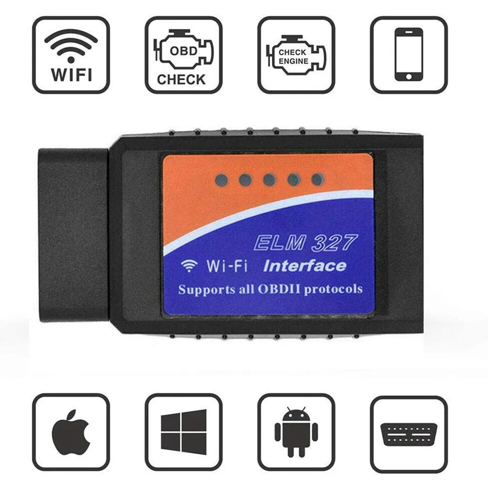 

Elm327 WiFi OBDII Scanner Car Diagnostic Tool WiFi Interface Car Code Reader for iOS Android Devices Support All OBD Protocols