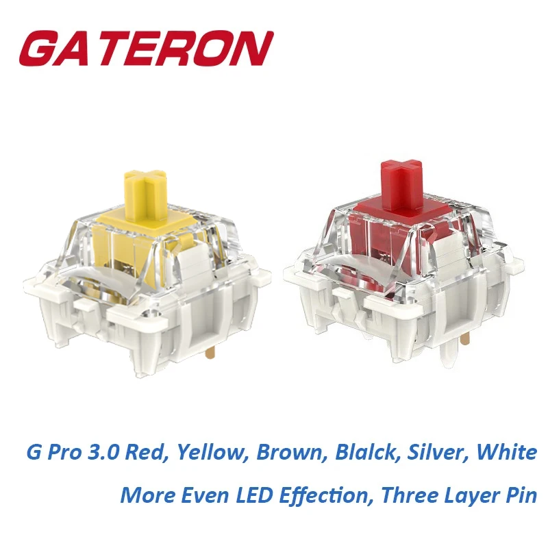 Original GATERON G Pro 3.0 Switch Linear Tactile 3pin 5pin SMD RGB   Red Silver Yellow Switch For Mechanical Keyboard Pre Lubed