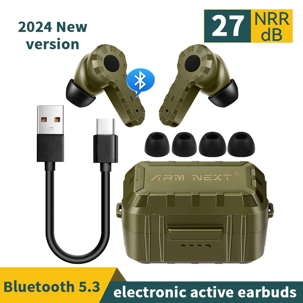 Wireless Earbuds V5.3 Headset Ear Protection NRR 27db Nosie Cancelling Headphones for Shooting Hunting Range Tactical Earplugs